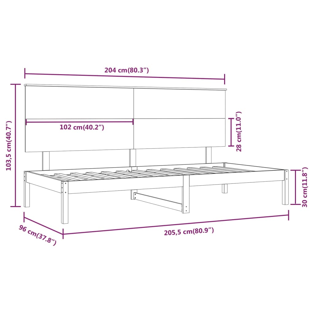 Day Bed without Mattress 90x200 cm Solid Wood Pine