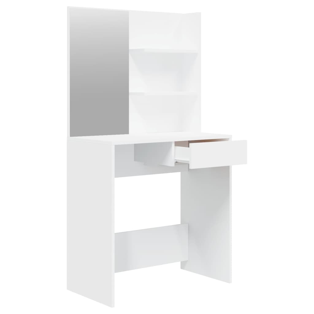 Modern Wooden Dressing Table Makeup Vanity Desk Set With Mirror & Stool