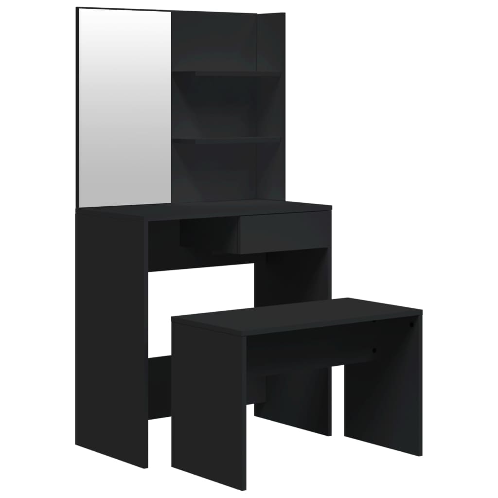 Modern Wooden Dressing Table Makeup Vanity Desk Set With Mirror & Stool