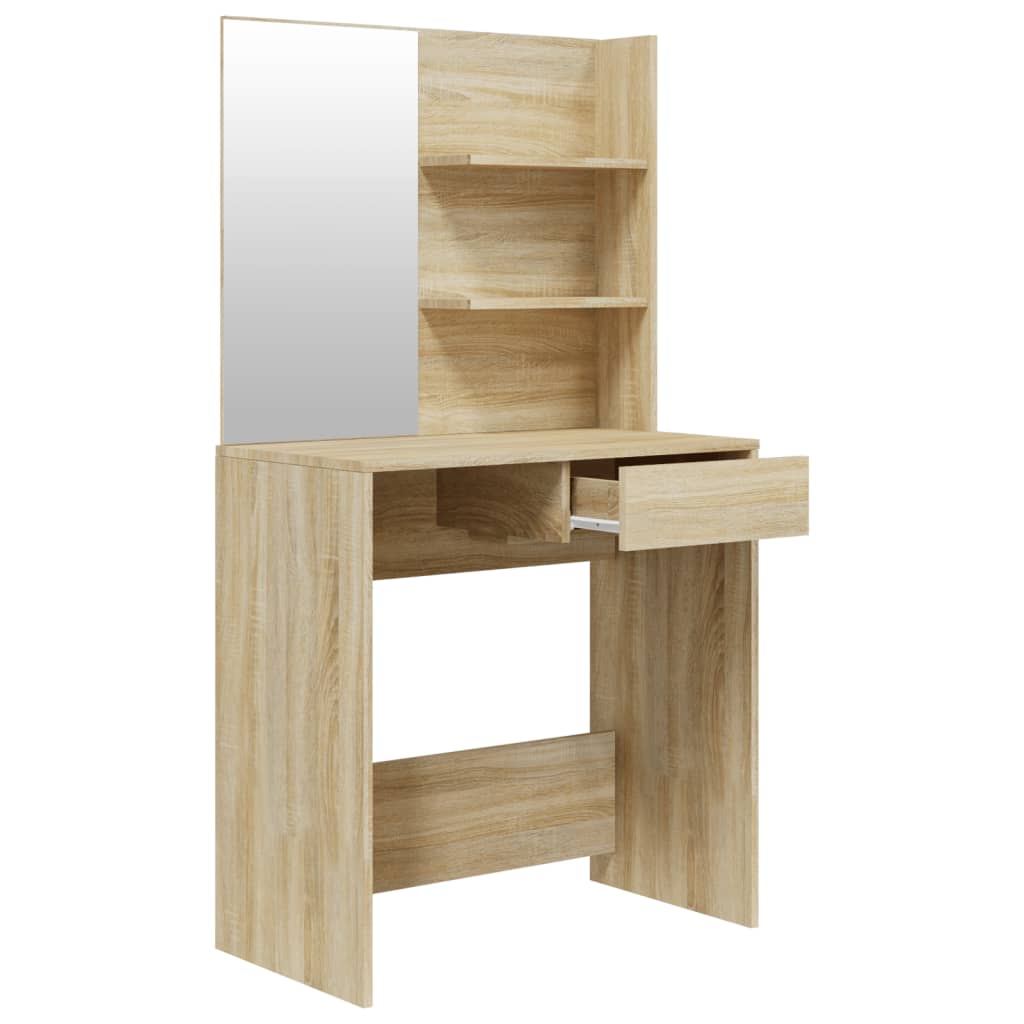 Modern Wooden Dressing Table Makeup Vanity Desk Set With Mirror & Stool