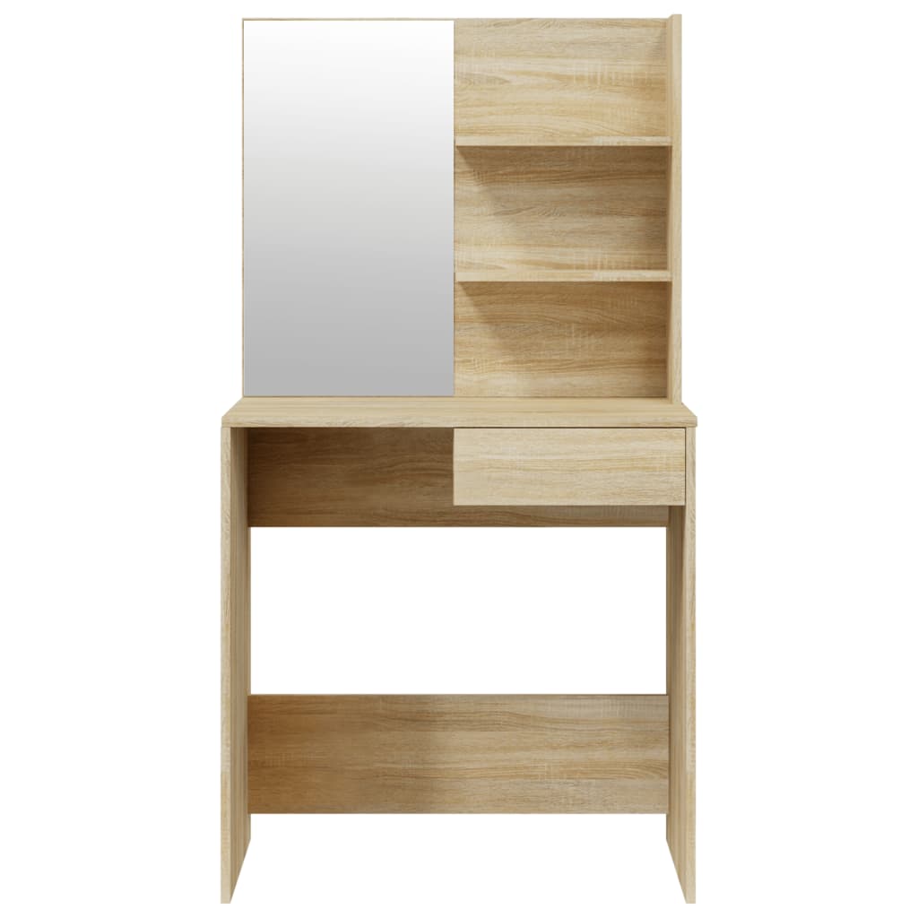 Modern Wooden Dressing Table Makeup Vanity Desk Set With Mirror & Stool