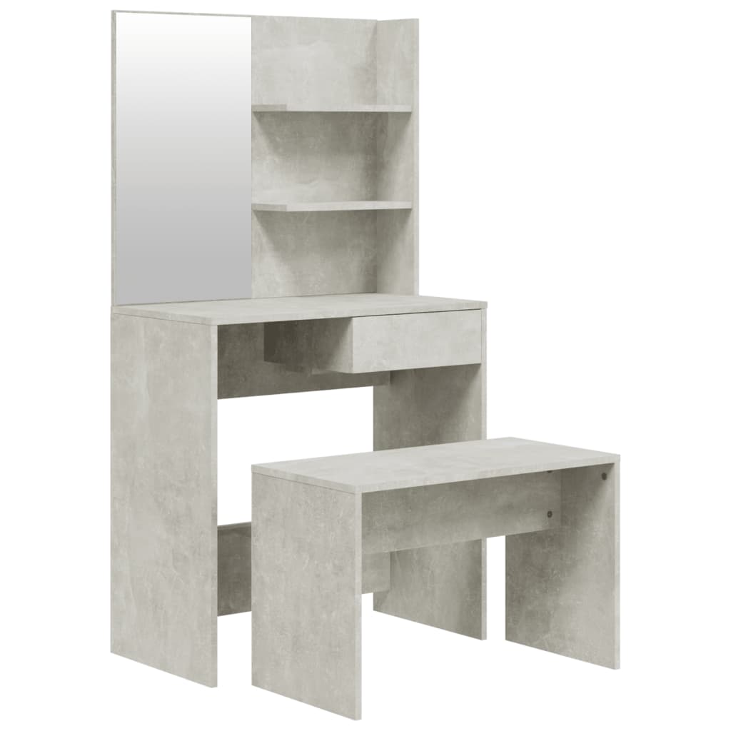 Modern Wooden Dressing Table Makeup Vanity Desk Set With Mirror & Stool