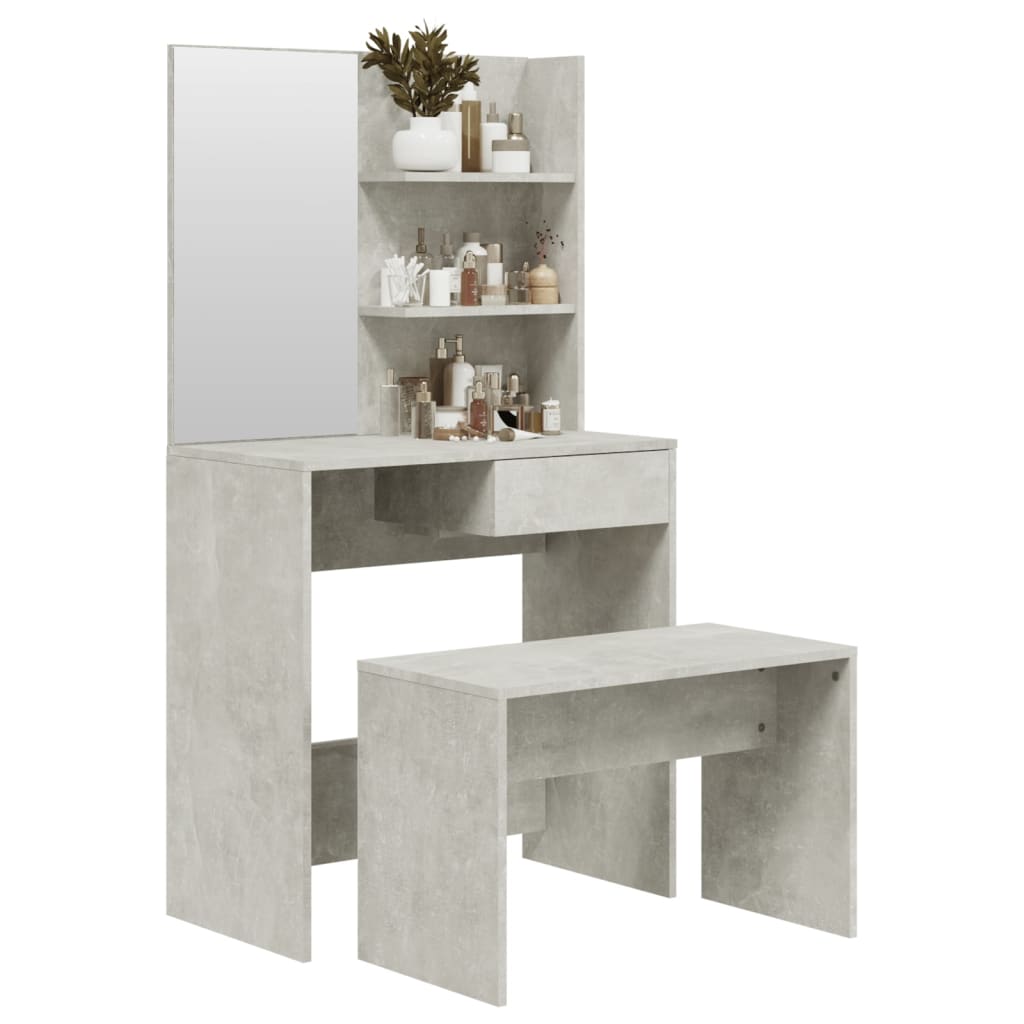 Modern Wooden Dressing Table Makeup Vanity Desk Set With Mirror & Stool