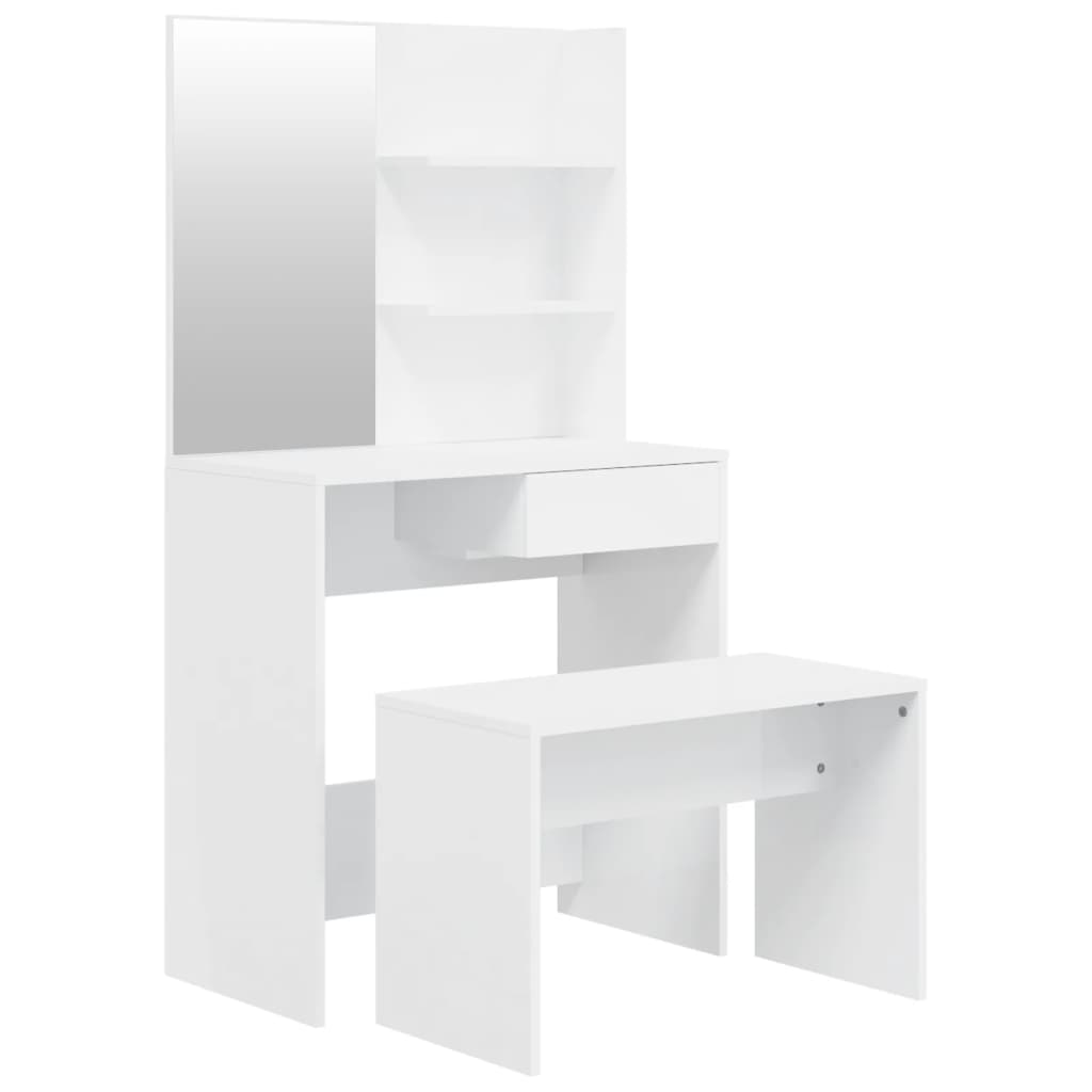Dressing Table Set High Gloss White 74.5x40x141 cm