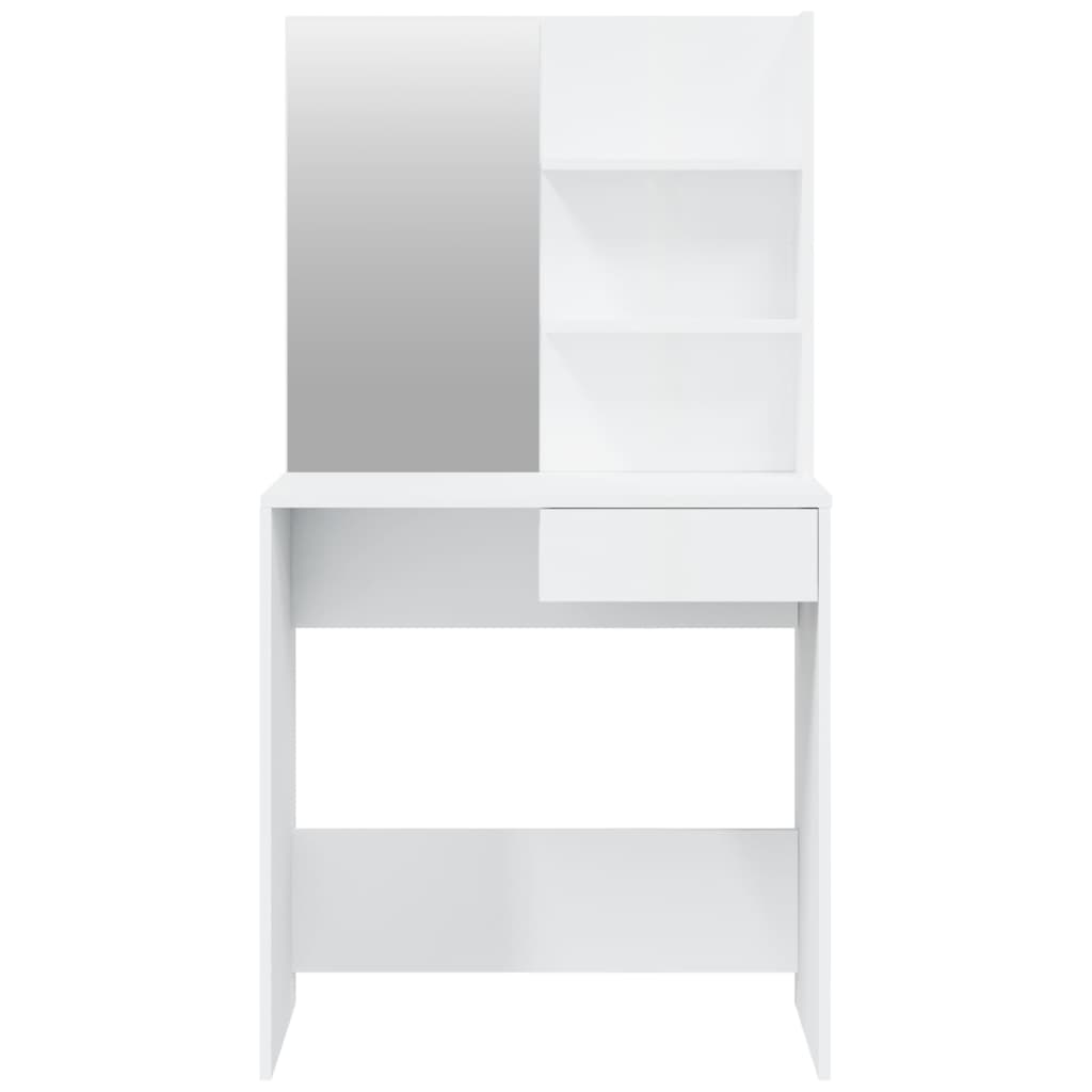 Dressing Table Set High Gloss White 74.5x40x141 cm