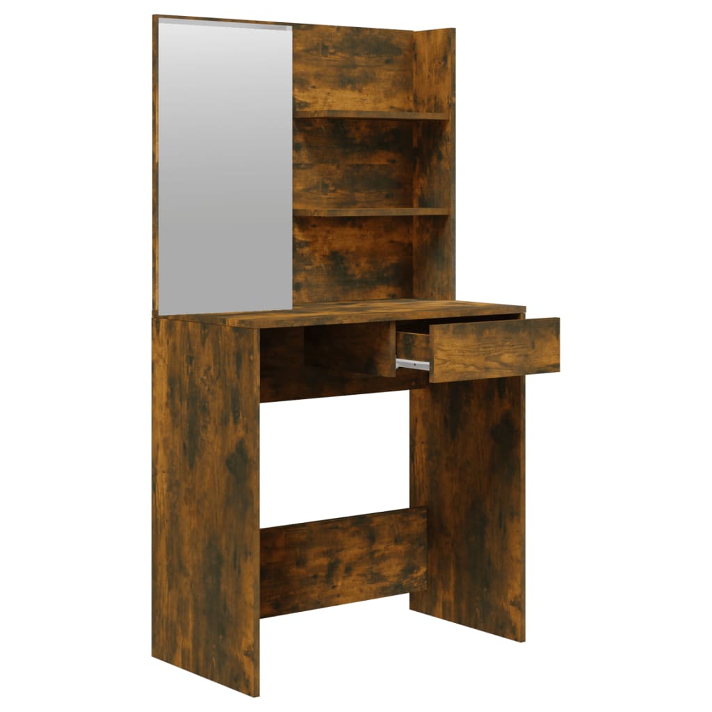 Modern Wooden Dressing Table Makeup Vanity Desk Set With Mirror & Stool