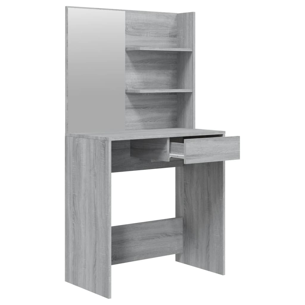 Modern Wooden Dressing Table Makeup Vanity Desk Set With Mirror & Stool