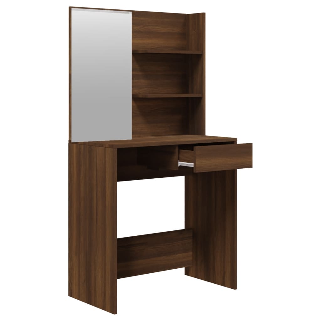 Modern Wooden Dressing Table Makeup Vanity Desk Set With Mirror & Stool
