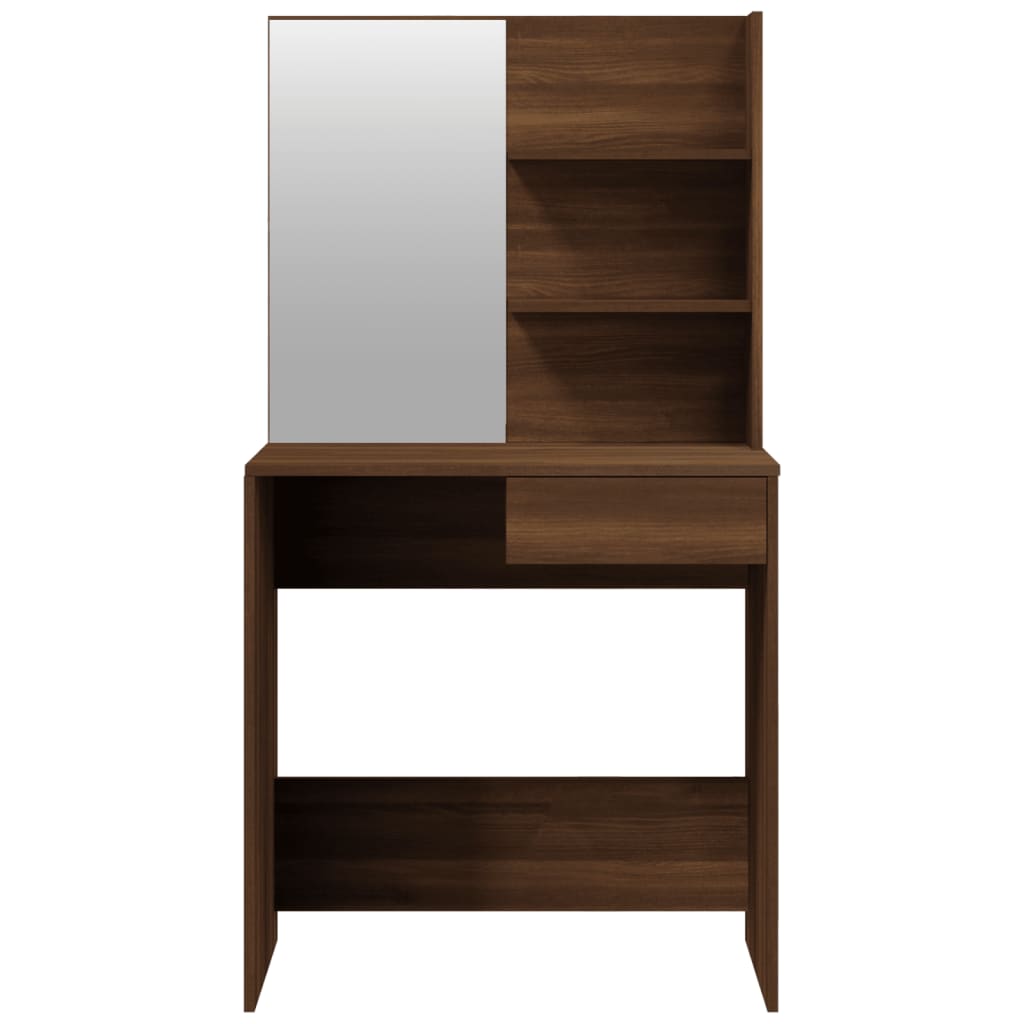 Modern Wooden Dressing Table Makeup Vanity Desk Set With Mirror & Stool
