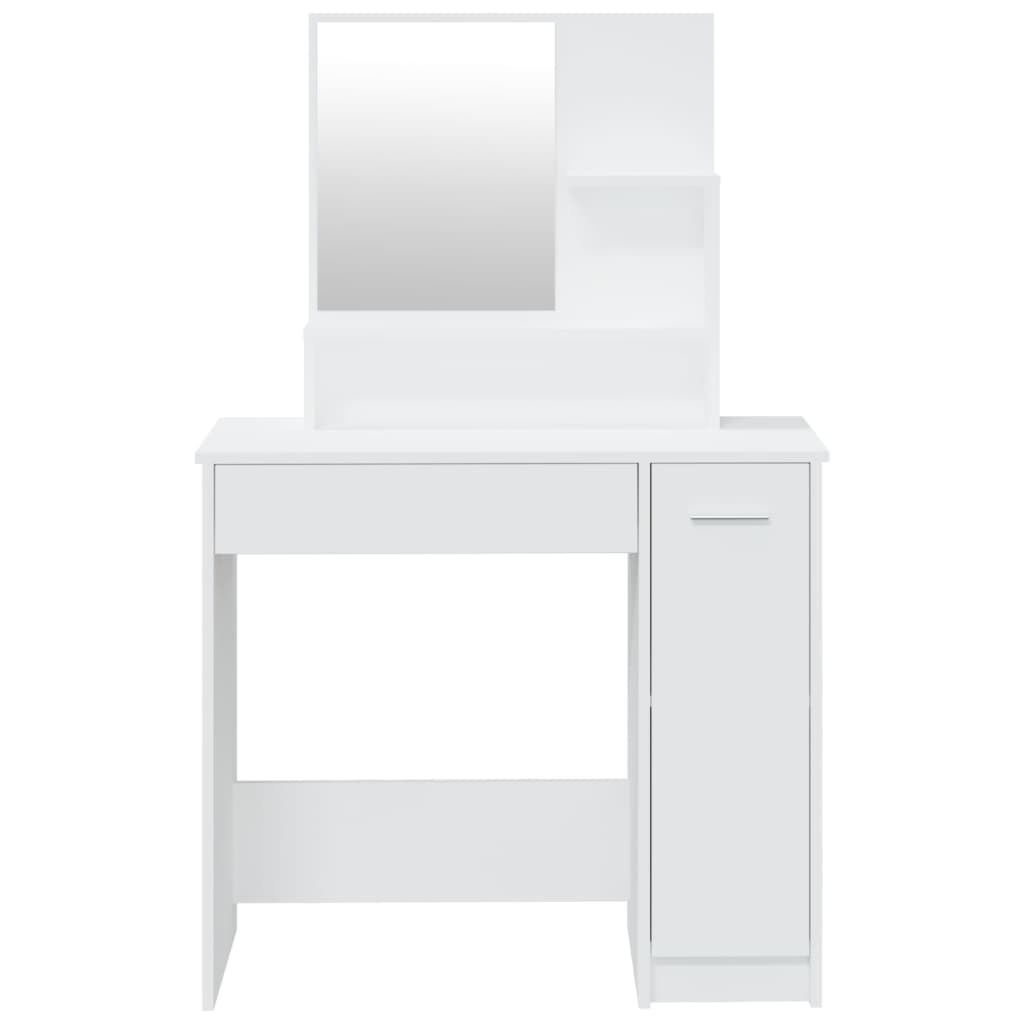 Modern Wooden Dressing Table Makeup Vanity Desk Set With Mirror & Stool