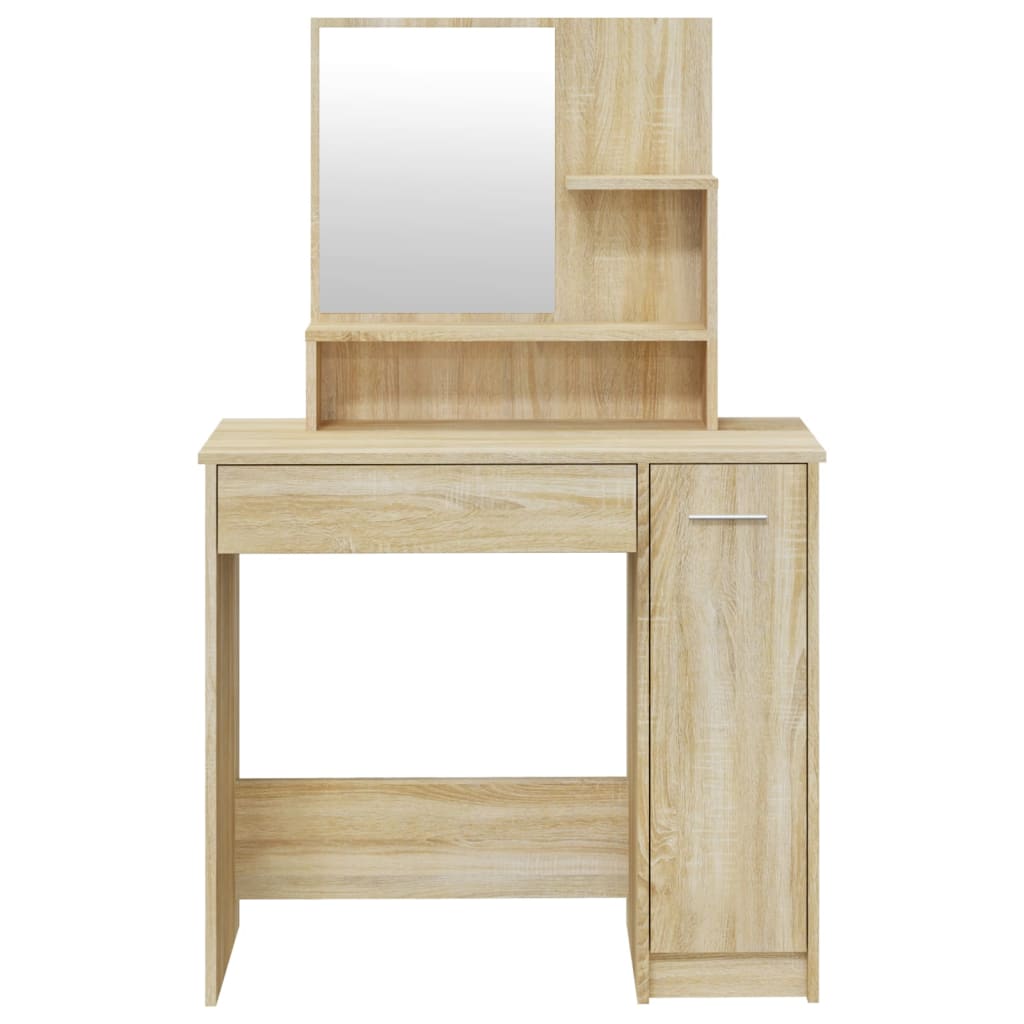 Modern Wooden Dressing Table Makeup Vanity Desk Set With Mirror & Stool