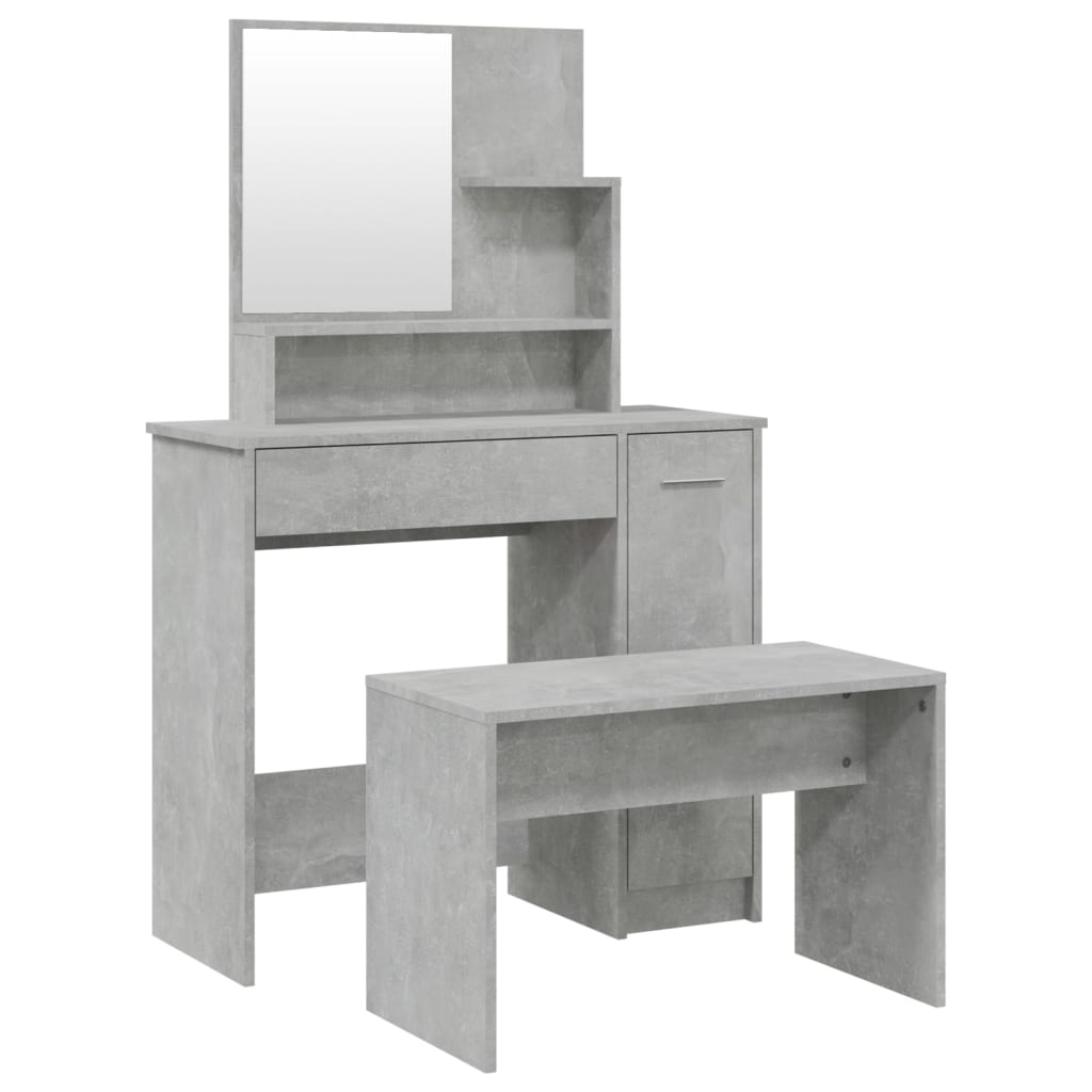 Modern Wooden Dressing Table Makeup Vanity Desk Set With Mirror & Stool