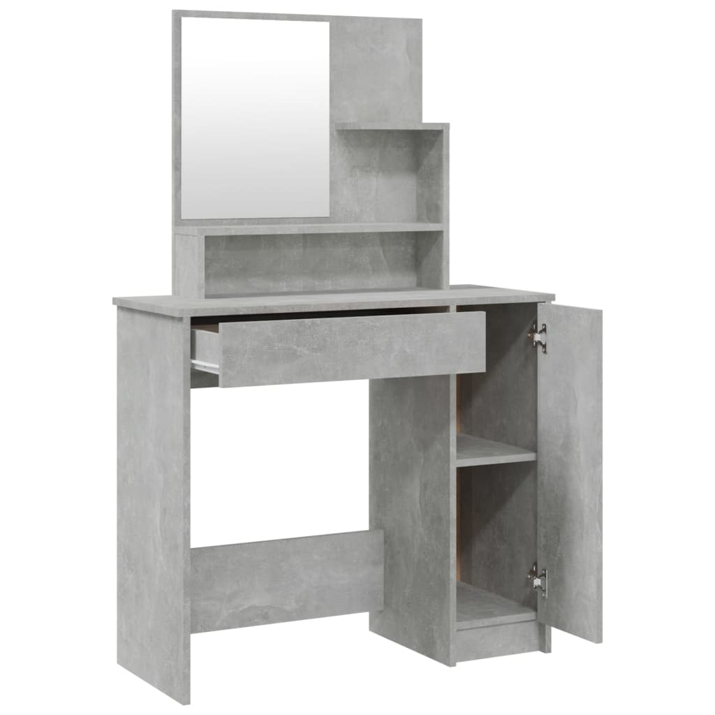 Modern Wooden Dressing Table Makeup Vanity Desk Set With Mirror & Stool