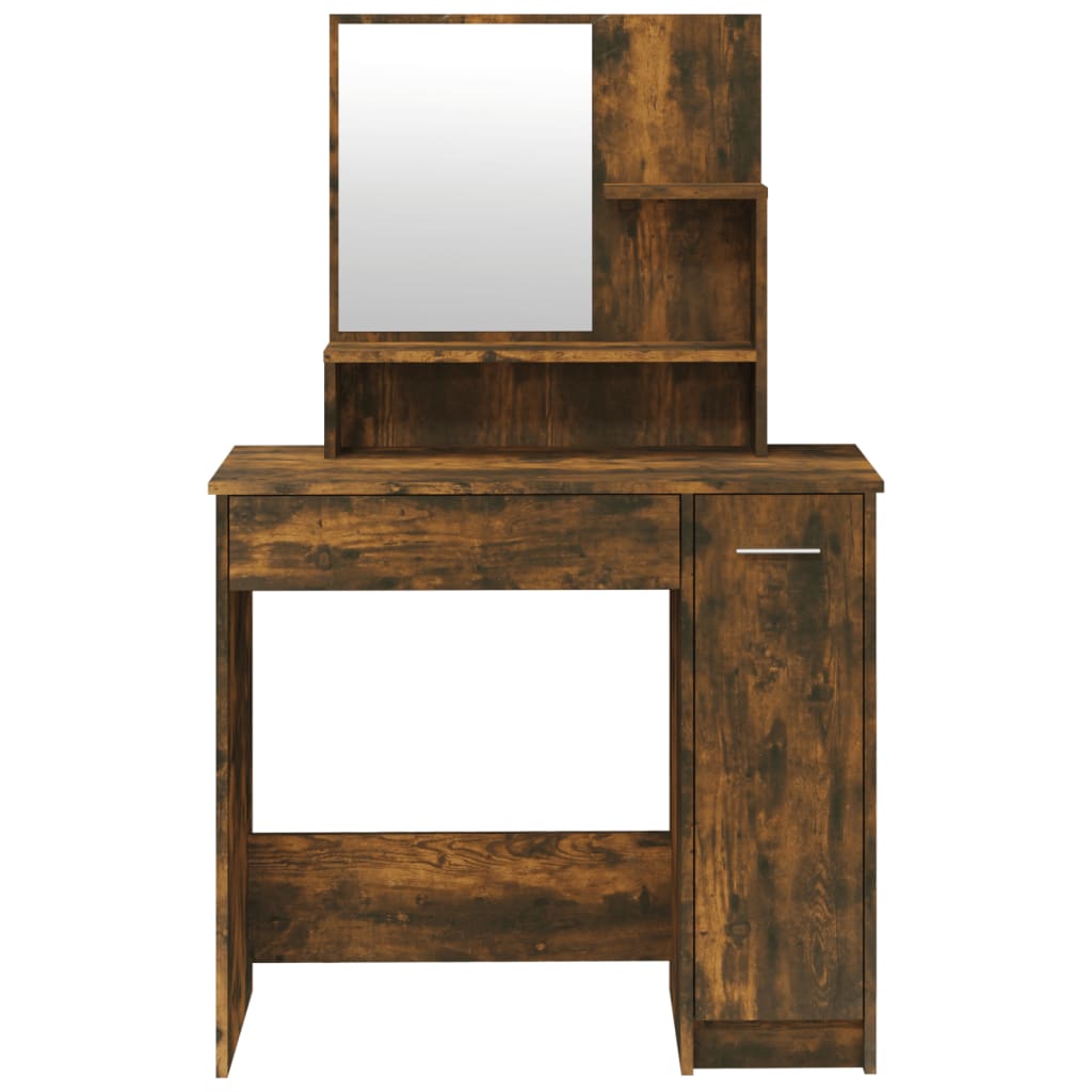 Modern Wooden Dressing Table Makeup Vanity Desk Set With Mirror & Stool