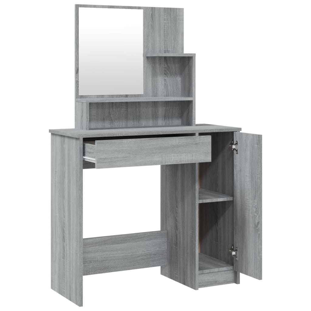 Modern Wooden Dressing Table Makeup Vanity Desk Set With Mirror & Stool