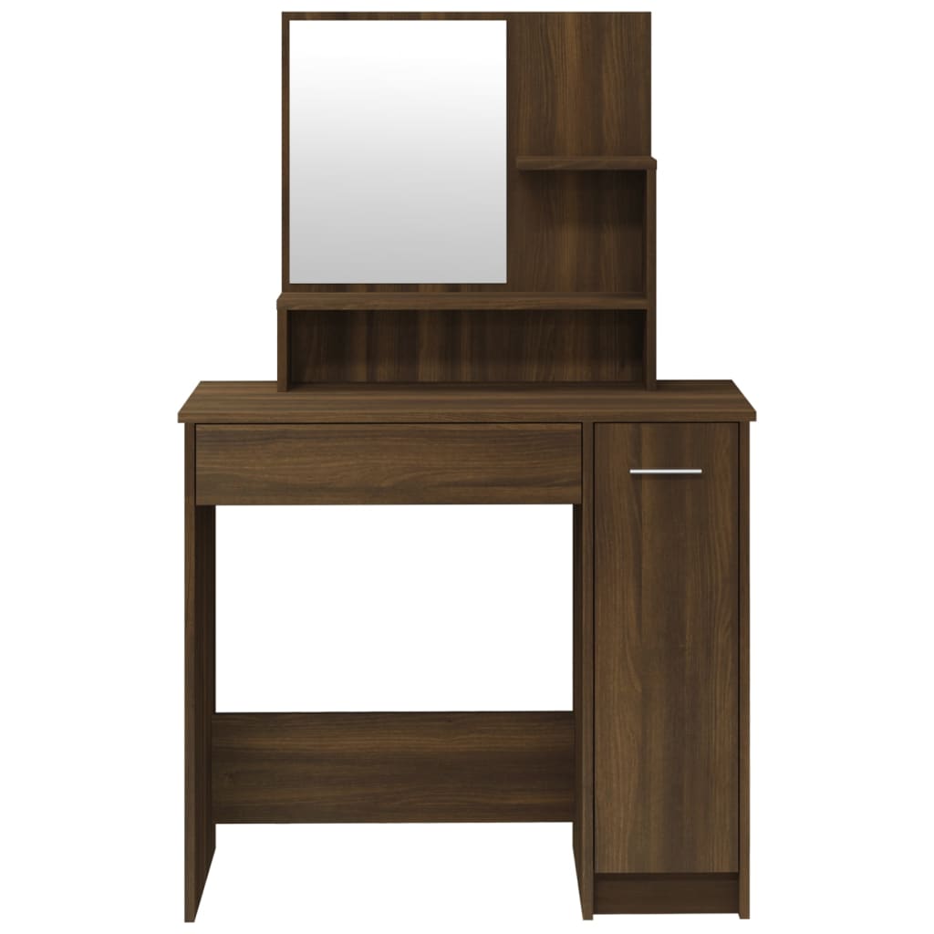 Modern Wooden Dressing Table Makeup Vanity Desk Set With Mirror & Stool