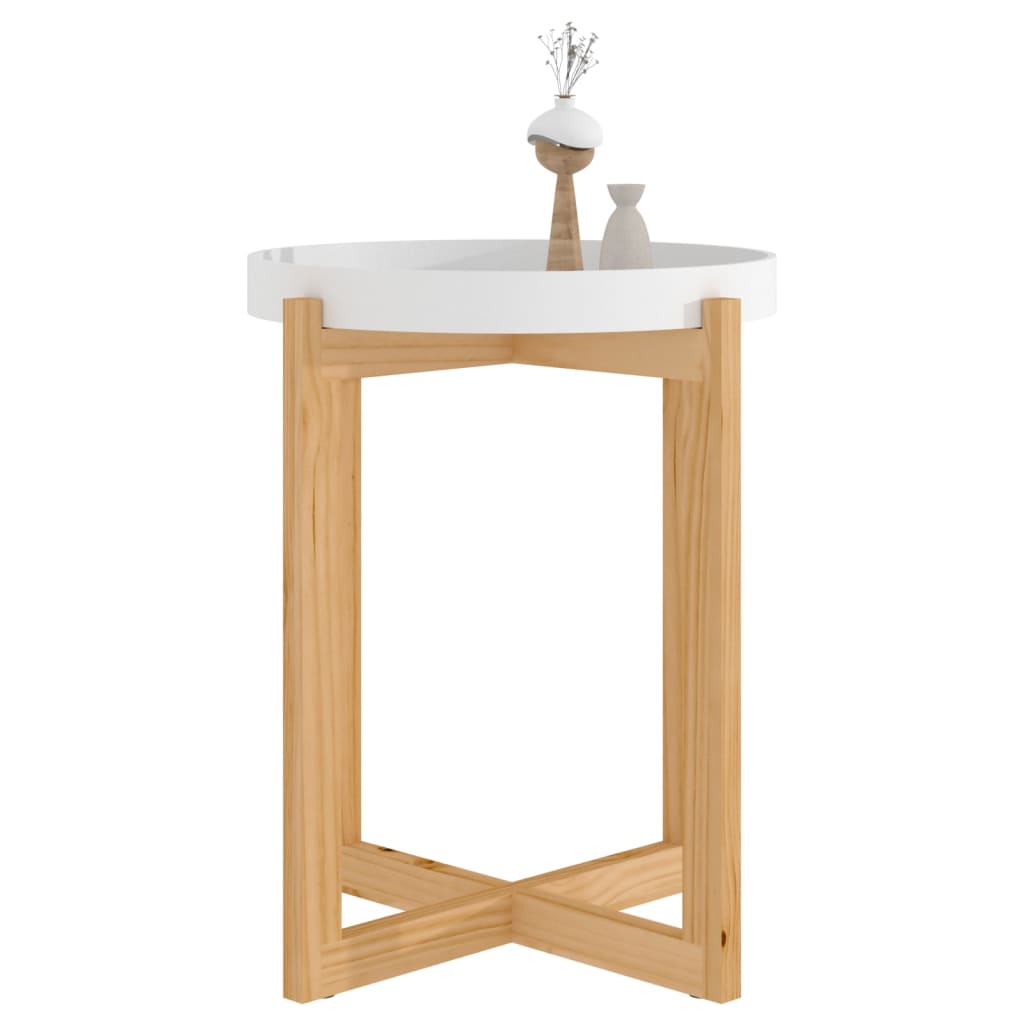Coffee Table White 41x41x48.5cm Engineered Wood&Solid Wood Pine