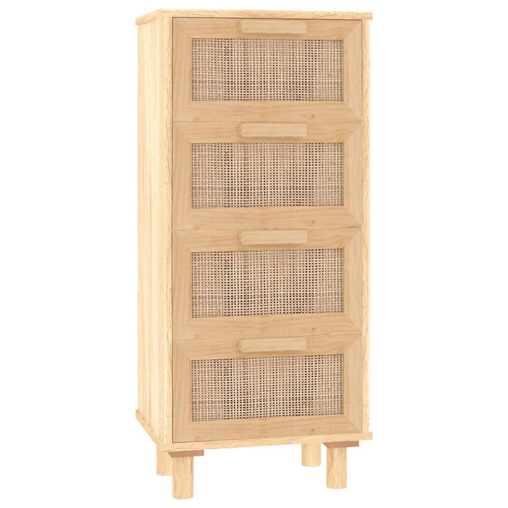 Sideboard Brown 40x30x90 cm Solid Wood Pine and Natural Rattan