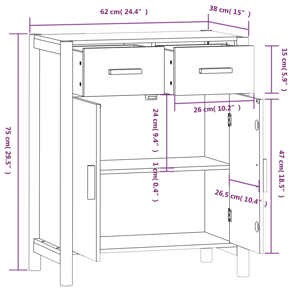 Sideboard White 62x38x75 cm Engineered Wood