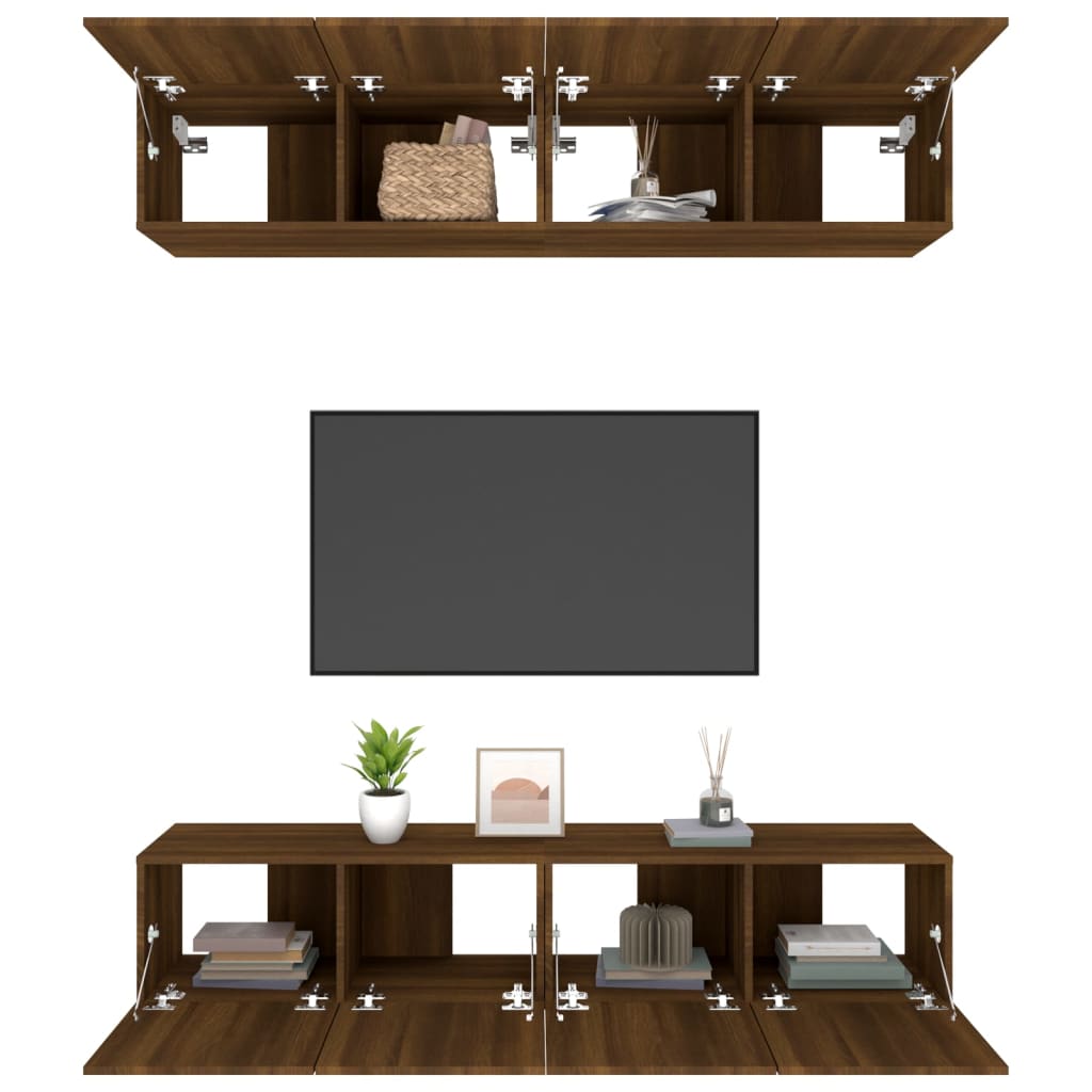 TV Cabinets 4 pcs Brown Oak 80x30x30 cm Engineered Wood