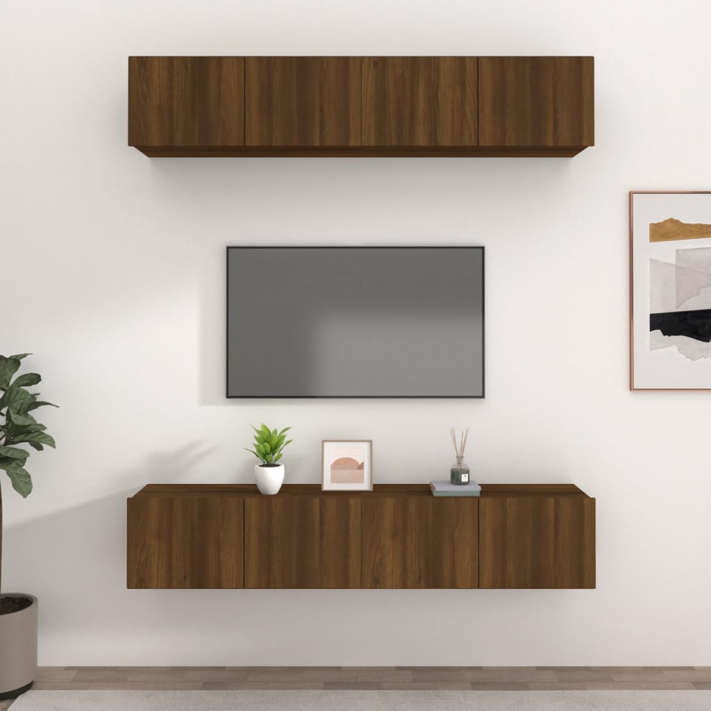 TV Cabinets 4 pcs Brown Oak 80x30x30 cm Engineered Wood
