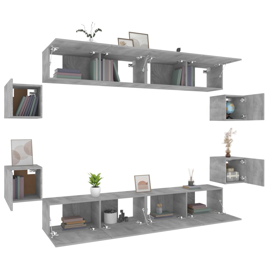 8 Piece TV Cabinet Set Grey Sonoma Engineered Wood