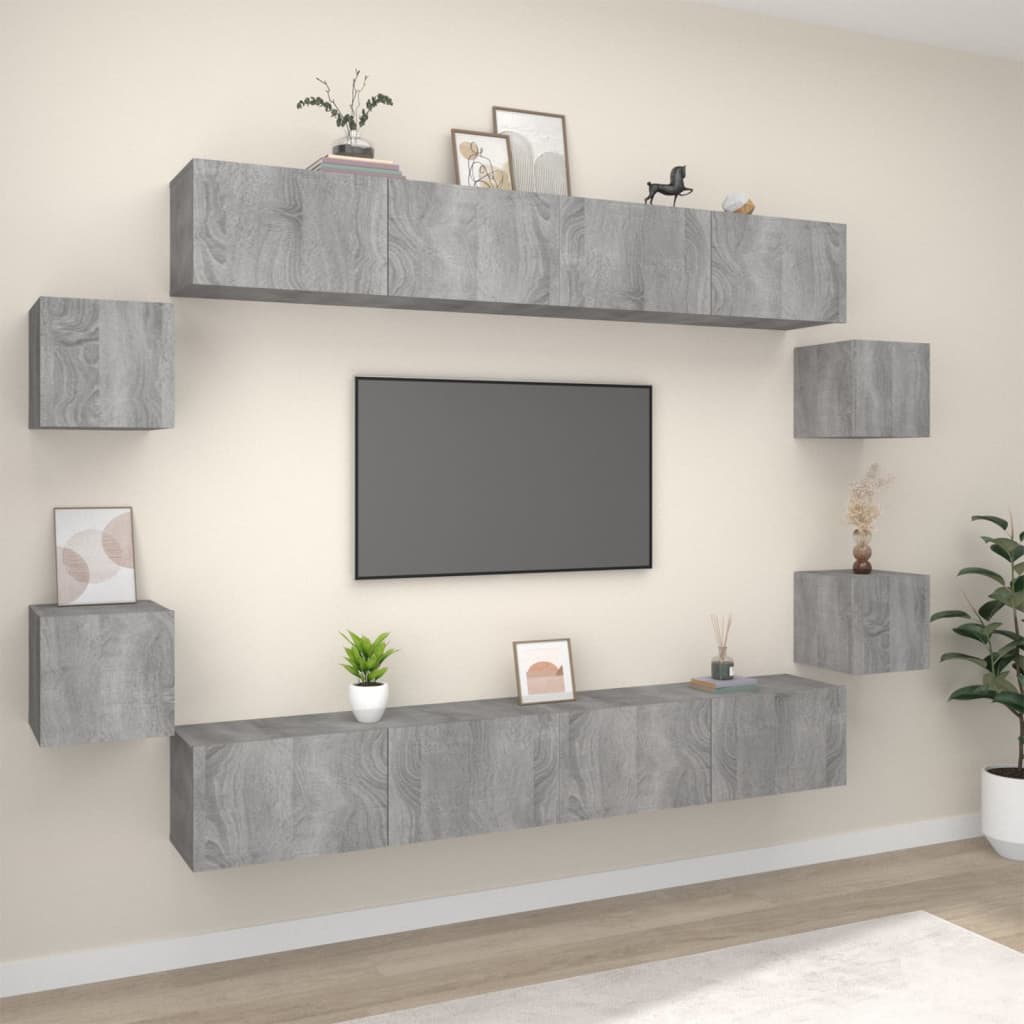 8 Piece TV Cabinet Set Grey Sonoma Engineered Wood