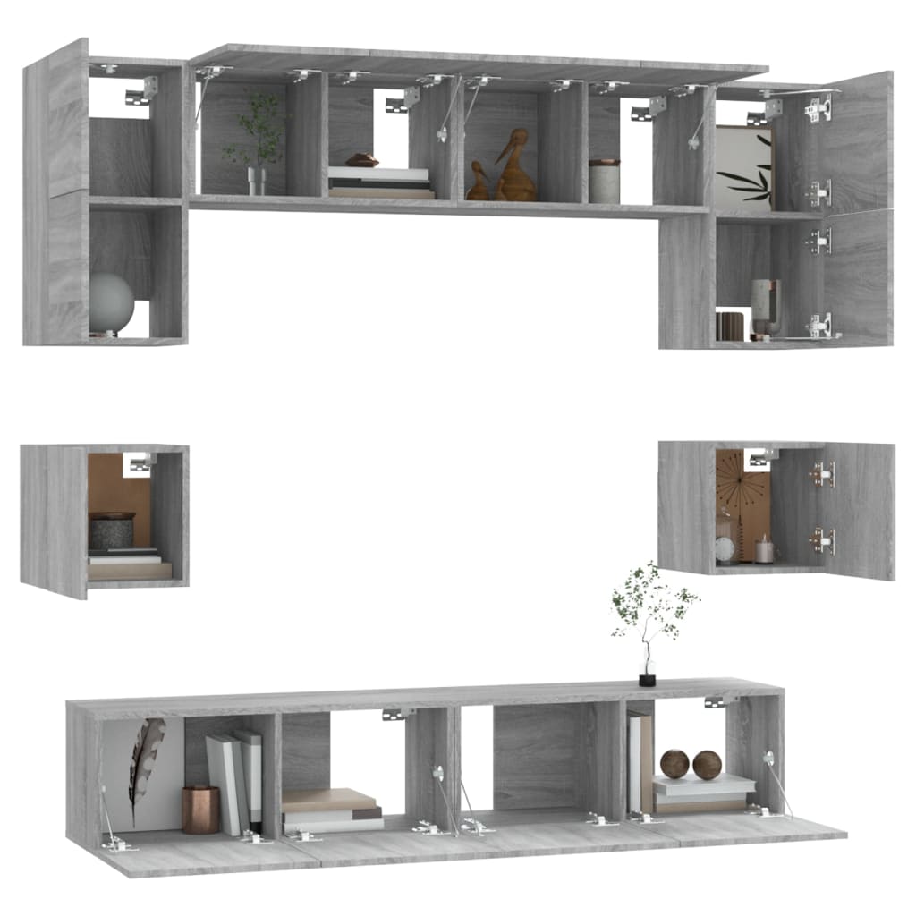 8 Piece TV Cabinet Set Grey Sonoma Engineered Wood