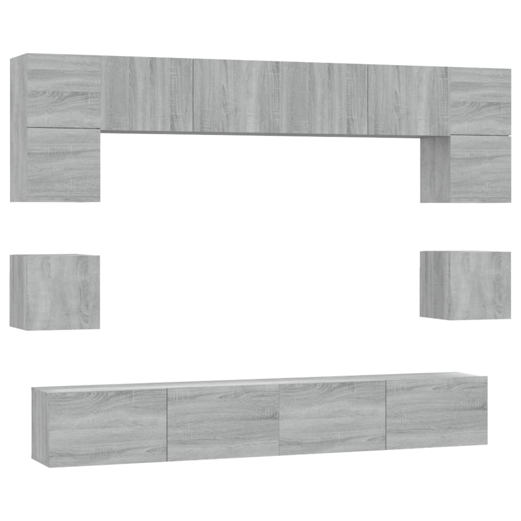 8 Piece TV Cabinet Set Grey Sonoma Engineered Wood