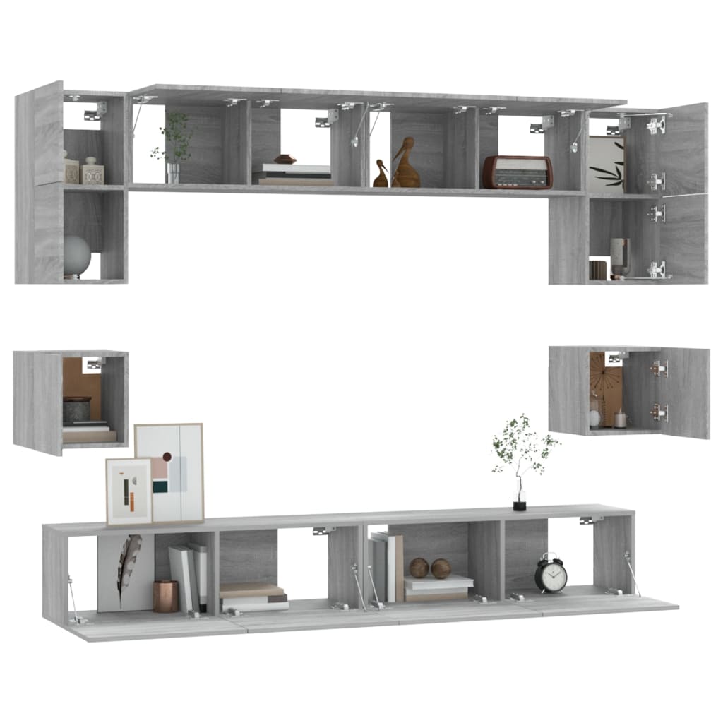 8 Piece TV Cabinet Set Grey Sonoma Engineered Wood