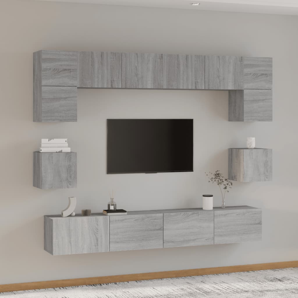 8 Piece TV Cabinet Set Grey Sonoma Engineered Wood