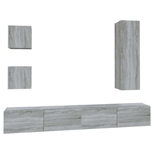 5 Piece TV Cabinet Set Grey Sonoma Engineered Wood