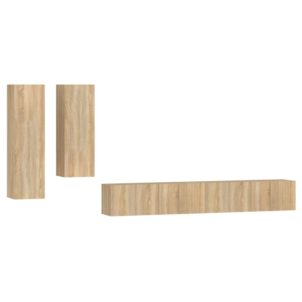 4 Piece TV Cabinet Set Sonoma Oak Engineered Wood