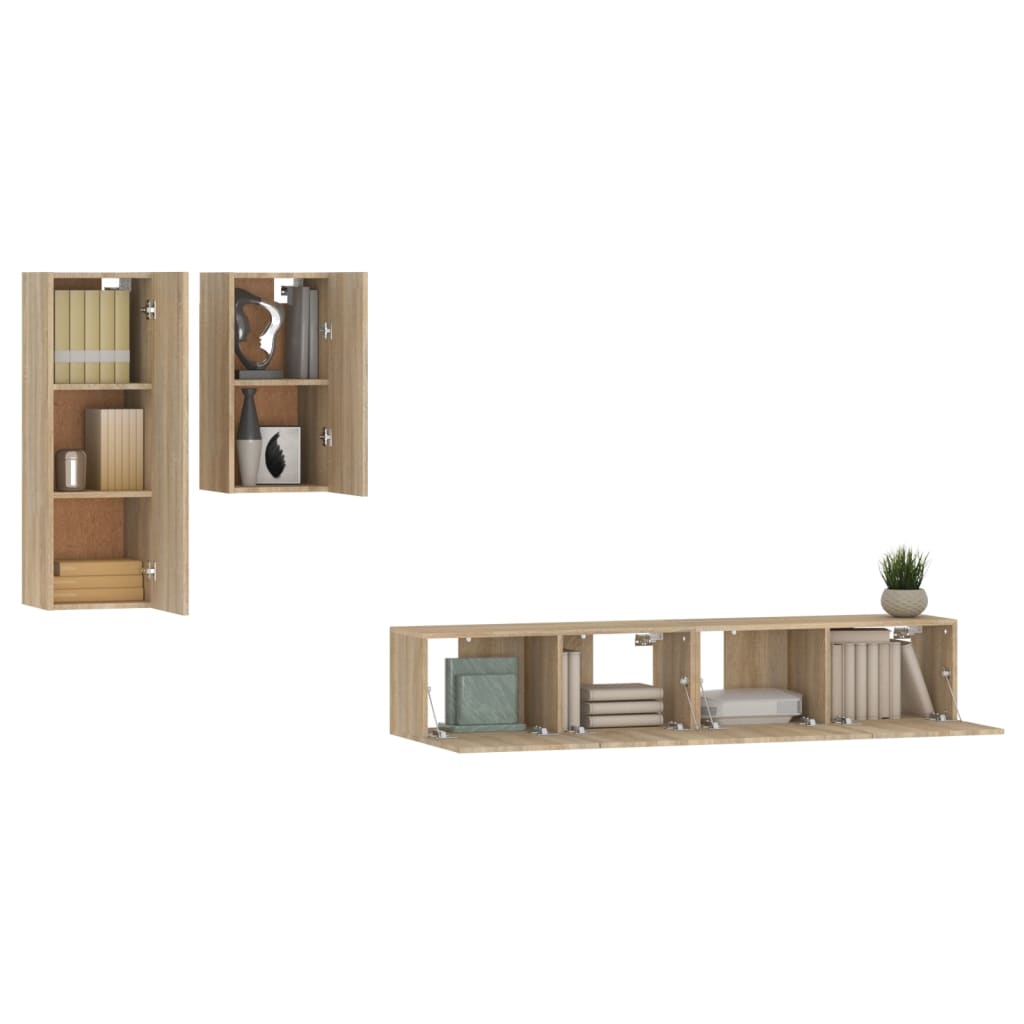 4 Piece TV Cabinet Set Sonoma Oak Engineered Wood