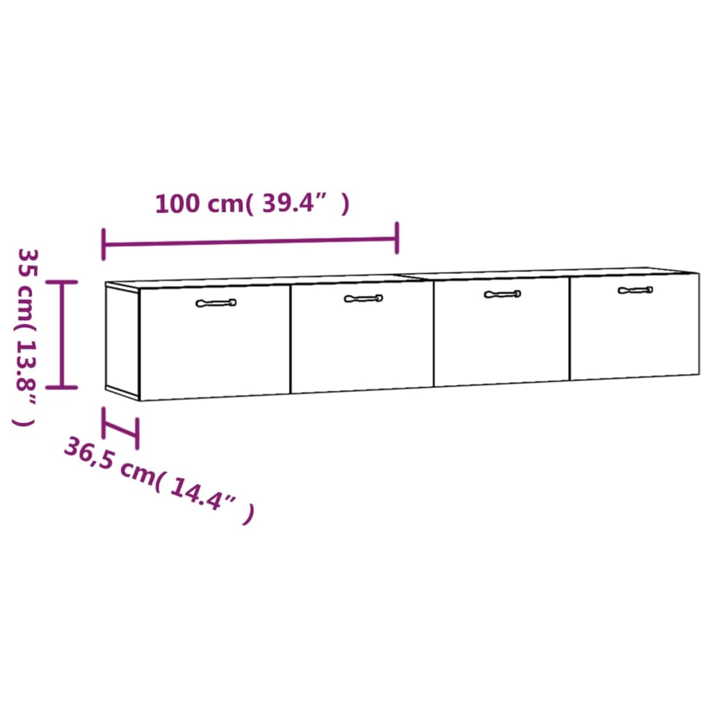 Wall Cabinets 2 pcs Smoked Oak 100x36.5x35 cm Engineered Wood