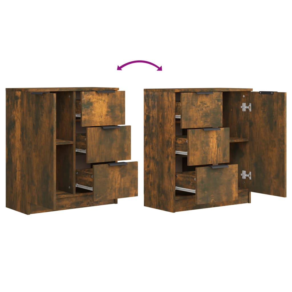 Sideboards 2 pcs Smoked Oak 60x30x70 cm Engineered Wood
