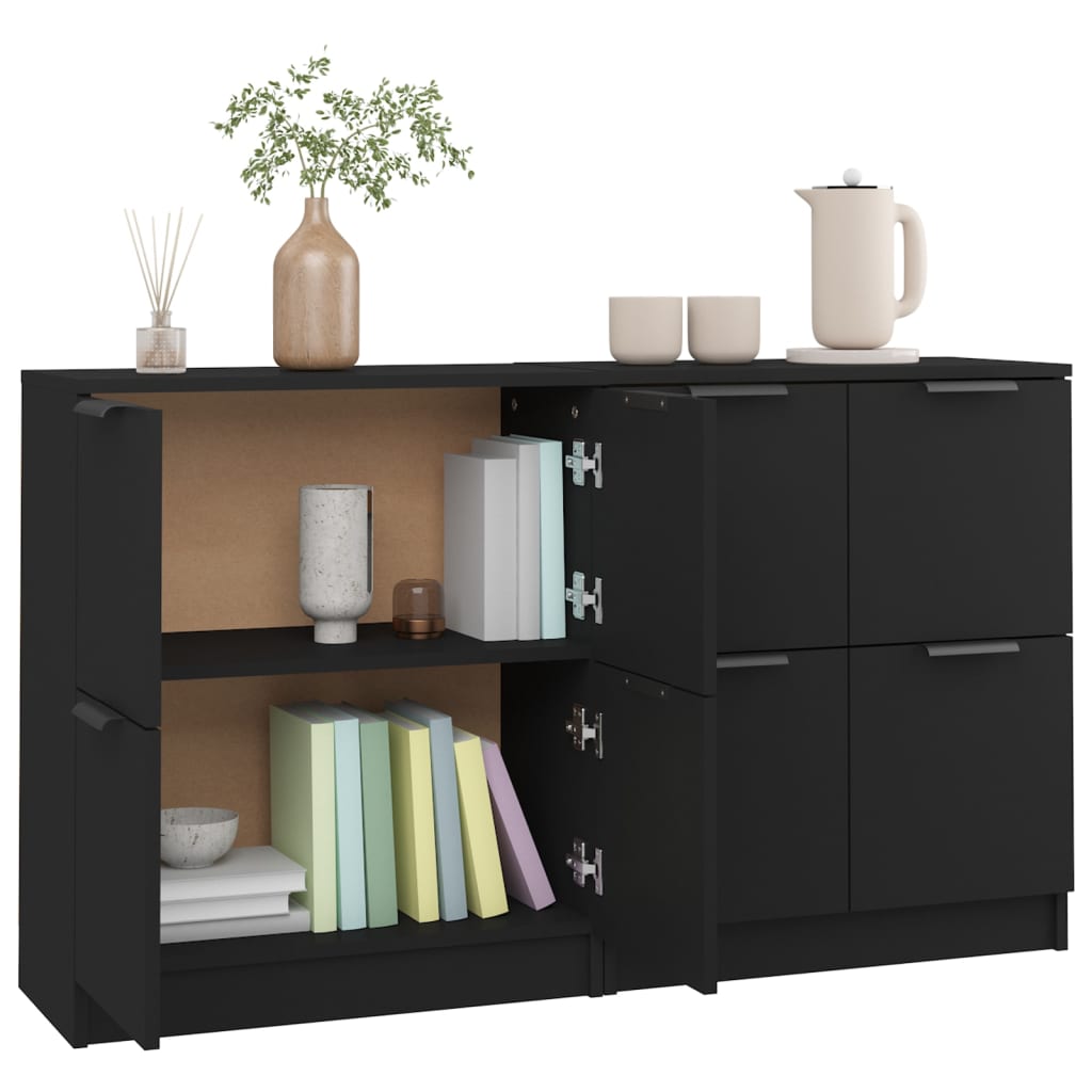 Sideboards 2 pcs Black 60x30x70 cm Engineered Wood