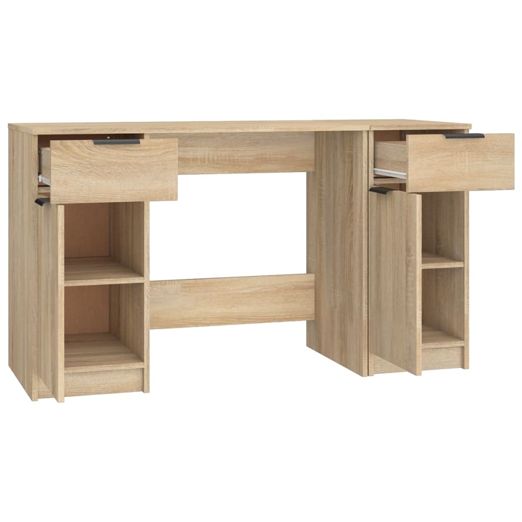 Modern Wooden Home Office Computer Desk Table With 2 Drawers Storage Cupboards