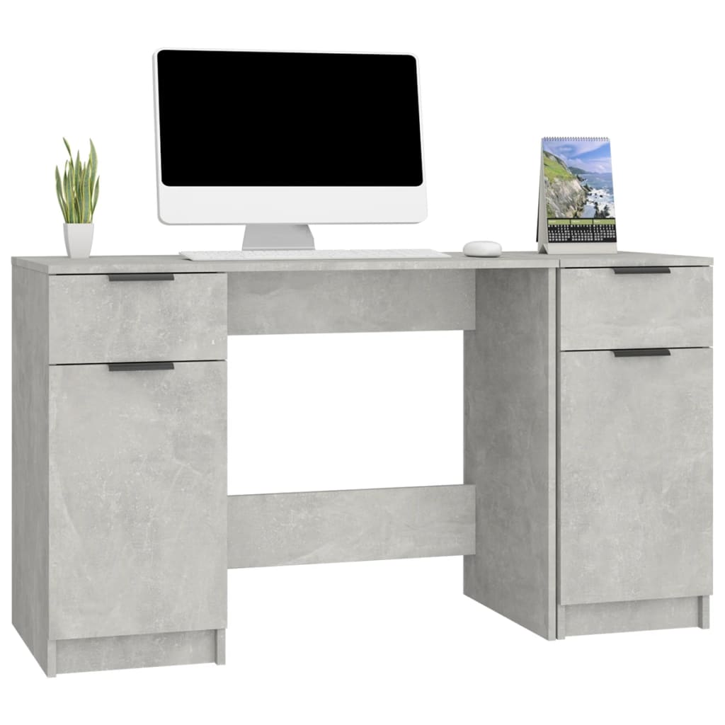 Modern Wooden Home Office Computer Desk Table With 2 Drawers Storage Cupboards