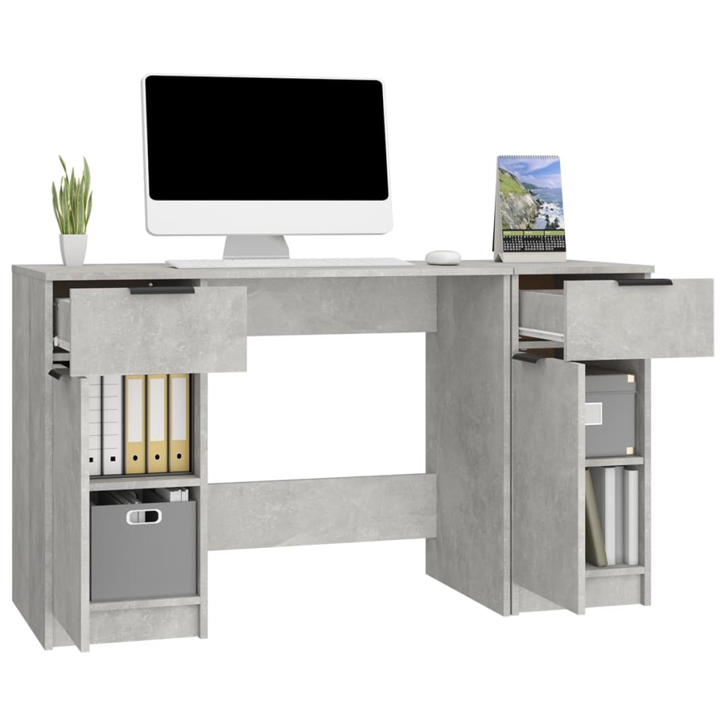 Modern Wooden Home Office Computer Desk Table With 2 Drawers Storage Cupboards