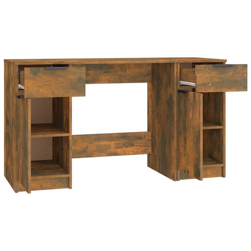 Modern Wooden Home Office Computer Desk Table With 2 Drawers Storage Cupboards