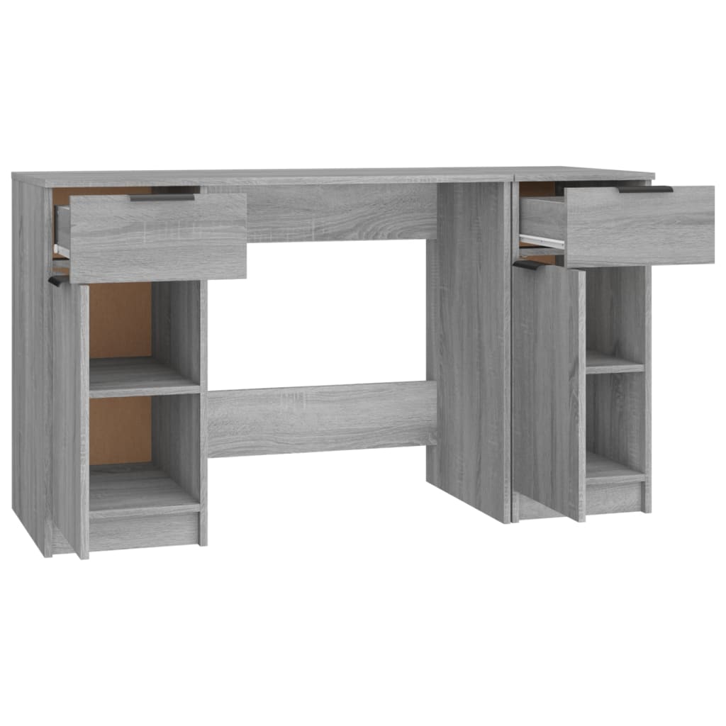 Modern Wooden Home Office Computer Desk Table With 2 Drawers Storage Cupboards