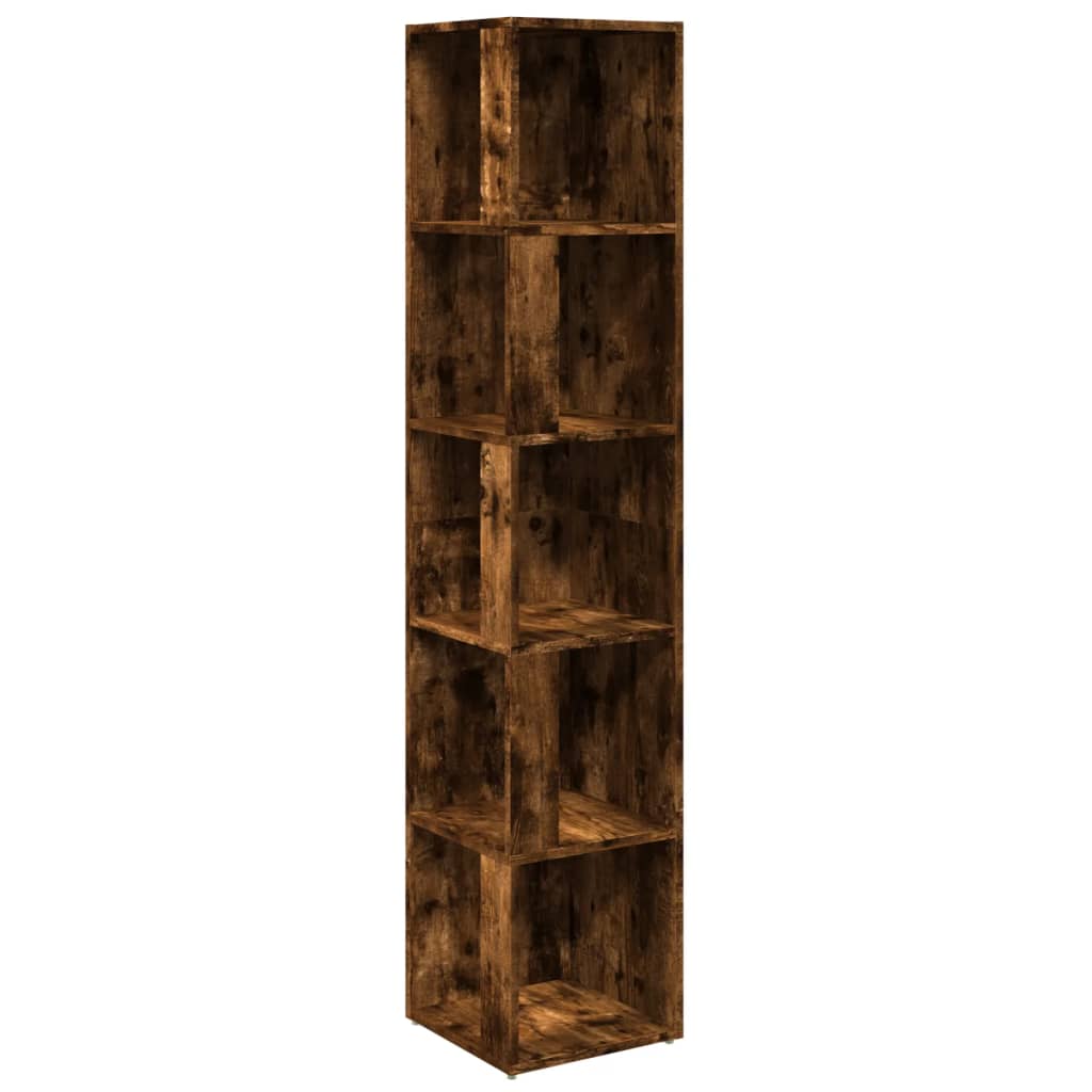 Modern Wooden 5-Tier Corner Bookcase Book Storage Cabinet Wood Shelving