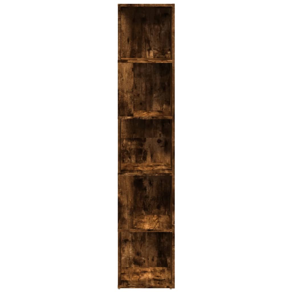 Modern Wooden 5-Tier Corner Bookcase Book Storage Cabinet Wood Shelving