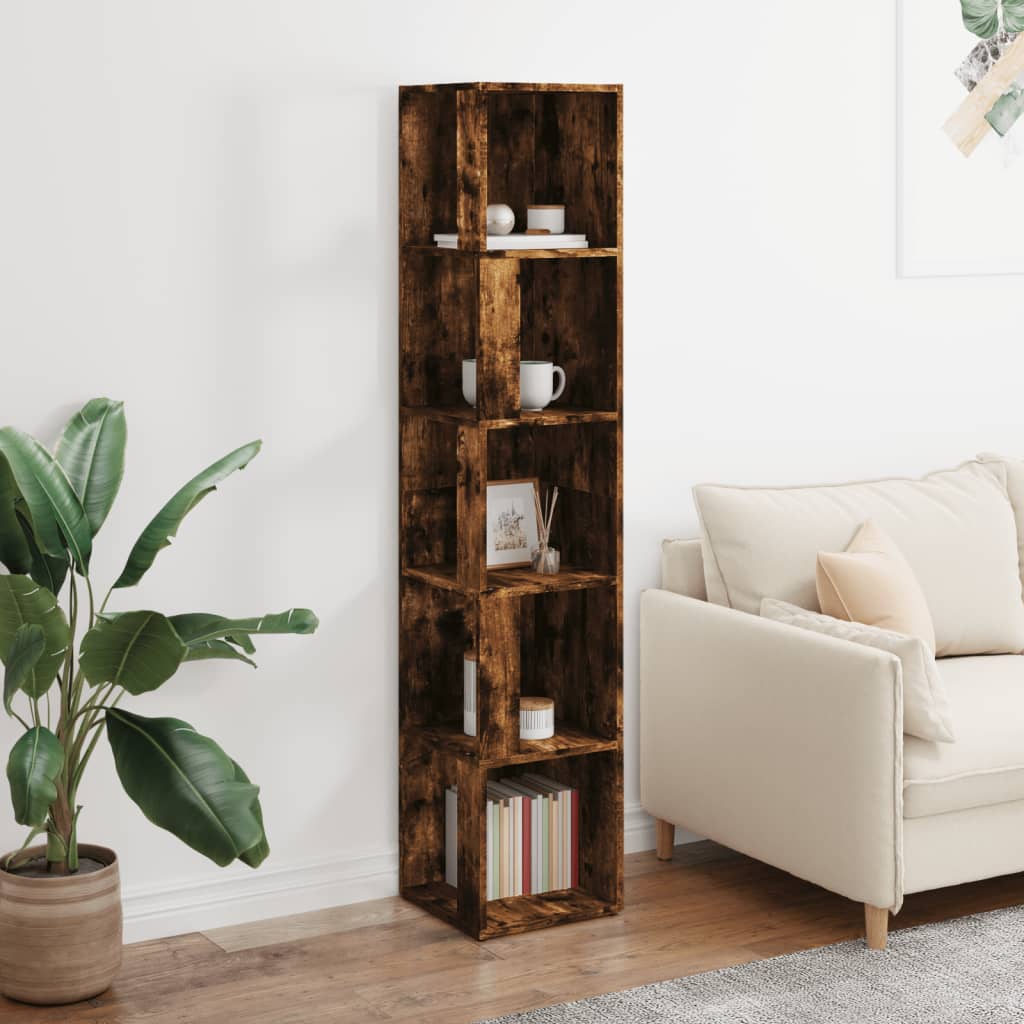 Modern Wooden 5-Tier Corner Bookcase Book Storage Cabinet Wood Shelving