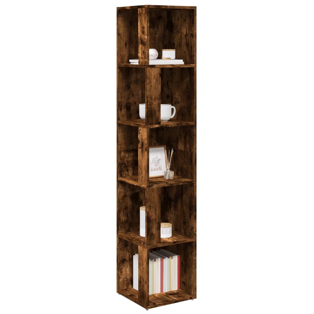 Modern Wooden 5-Tier Corner Bookcase Book Storage Cabinet Wood Shelving