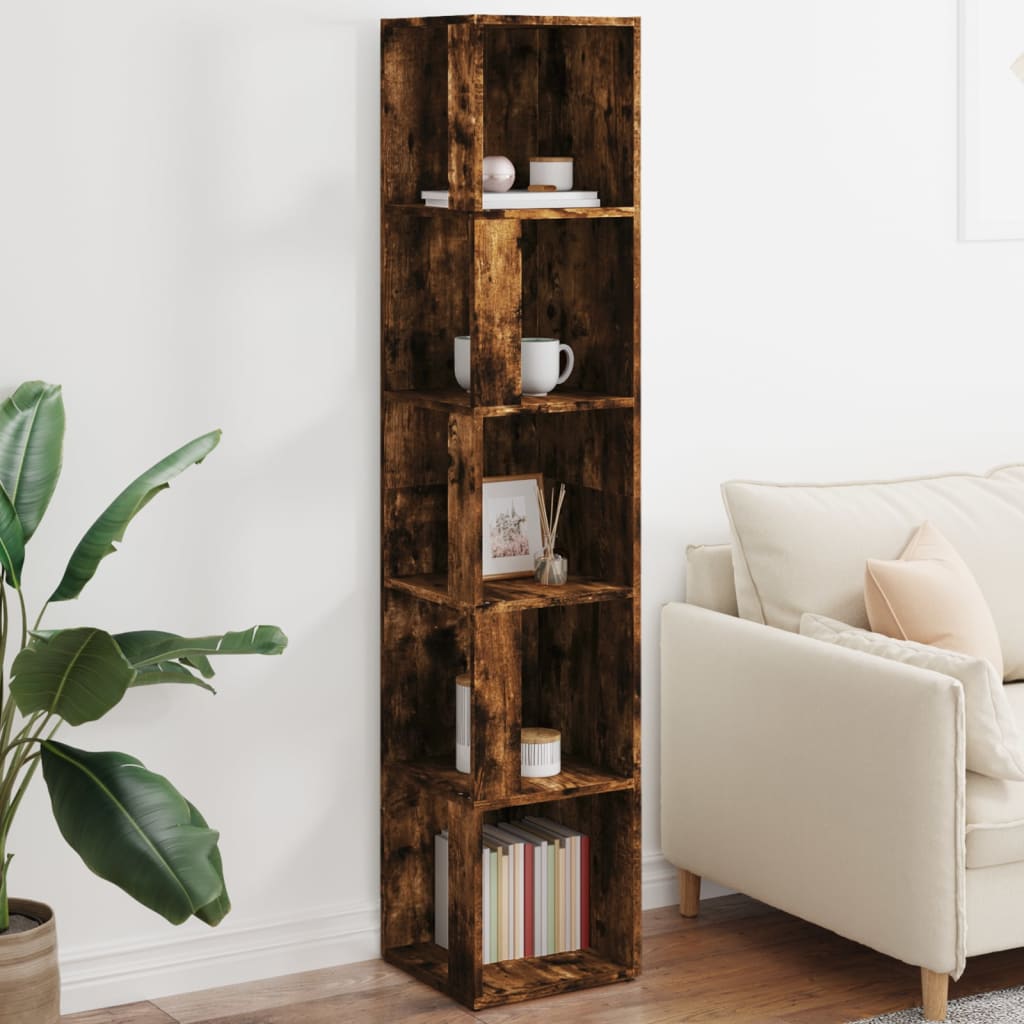 Modern Wooden 5-Tier Corner Bookcase Book Storage Cabinet Wood Shelving