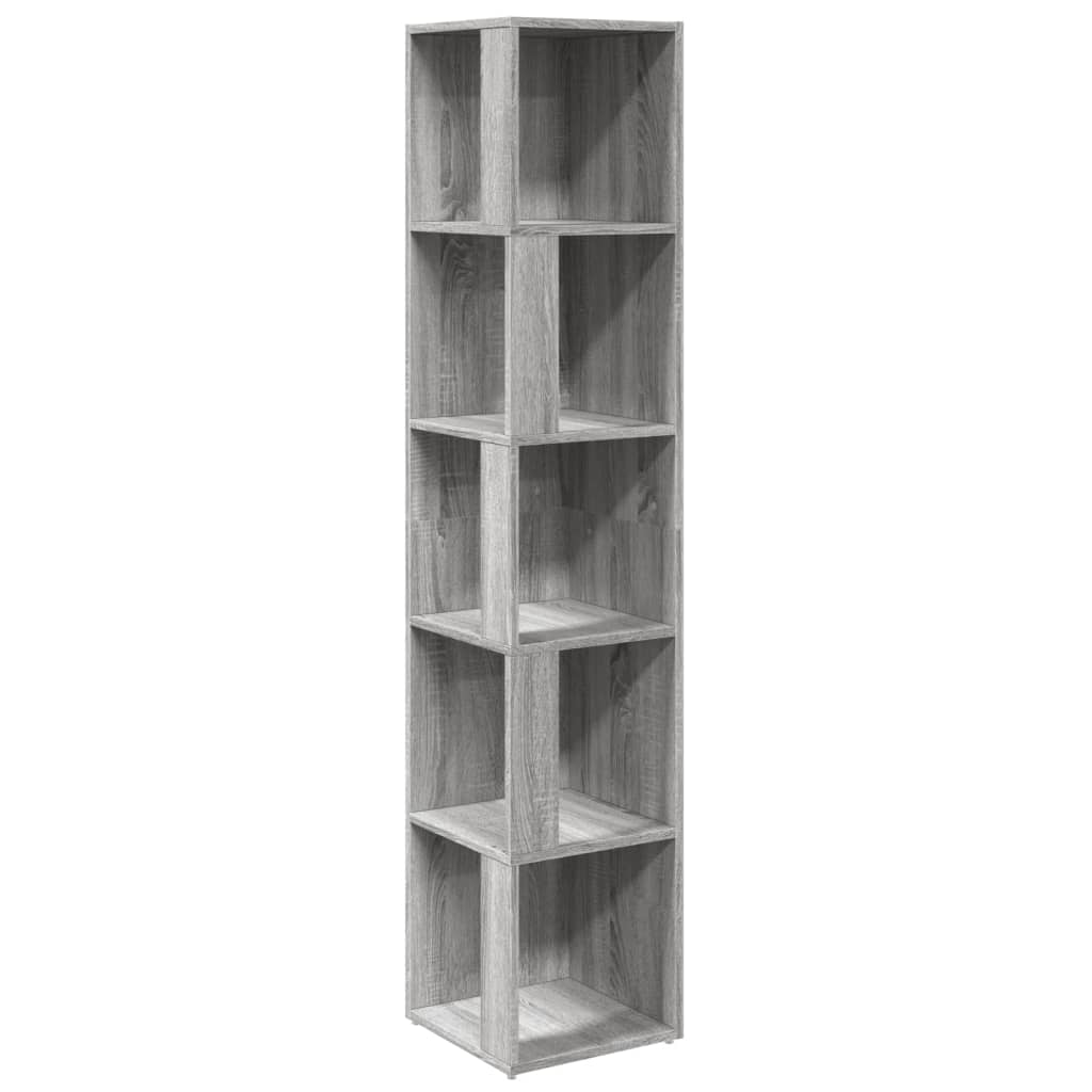 Modern Wooden 5-Tier Corner Bookcase Book Storage Cabinet Wood Shelving