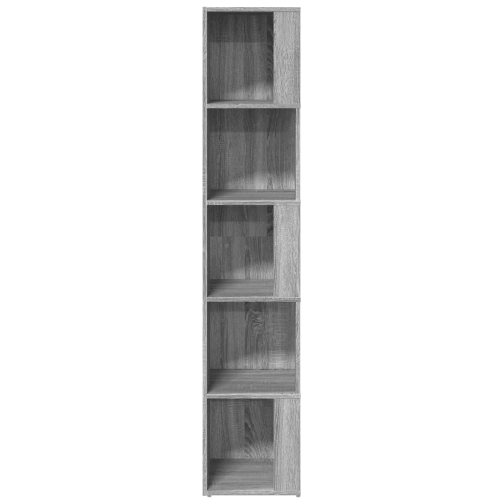 Modern Wooden 5-Tier Corner Bookcase Book Storage Cabinet Wood Shelving