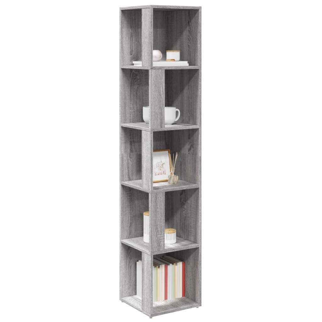 Modern Wooden 5-Tier Corner Bookcase Book Storage Cabinet Wood Shelving